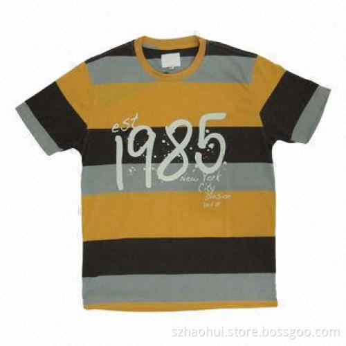 CVC Yarn Dyed T-shirt, Made of 60% Cotton and 40% Polyester Single Jersey, Weighs 180g